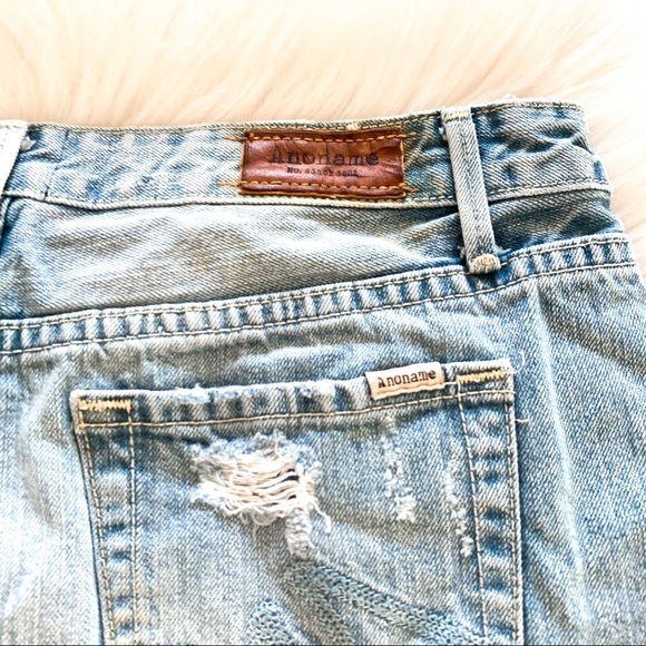 Anoname Denim Raw hem Medium Washed Mini Skirt Size 28 - Picture 7 of 8